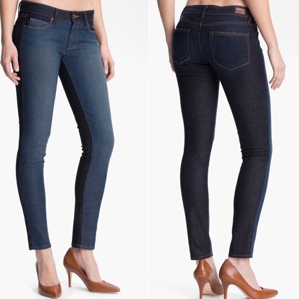 Paige Emily Two-Toned Light & Medium Wash Low Rise Skinny Jeans Size 27